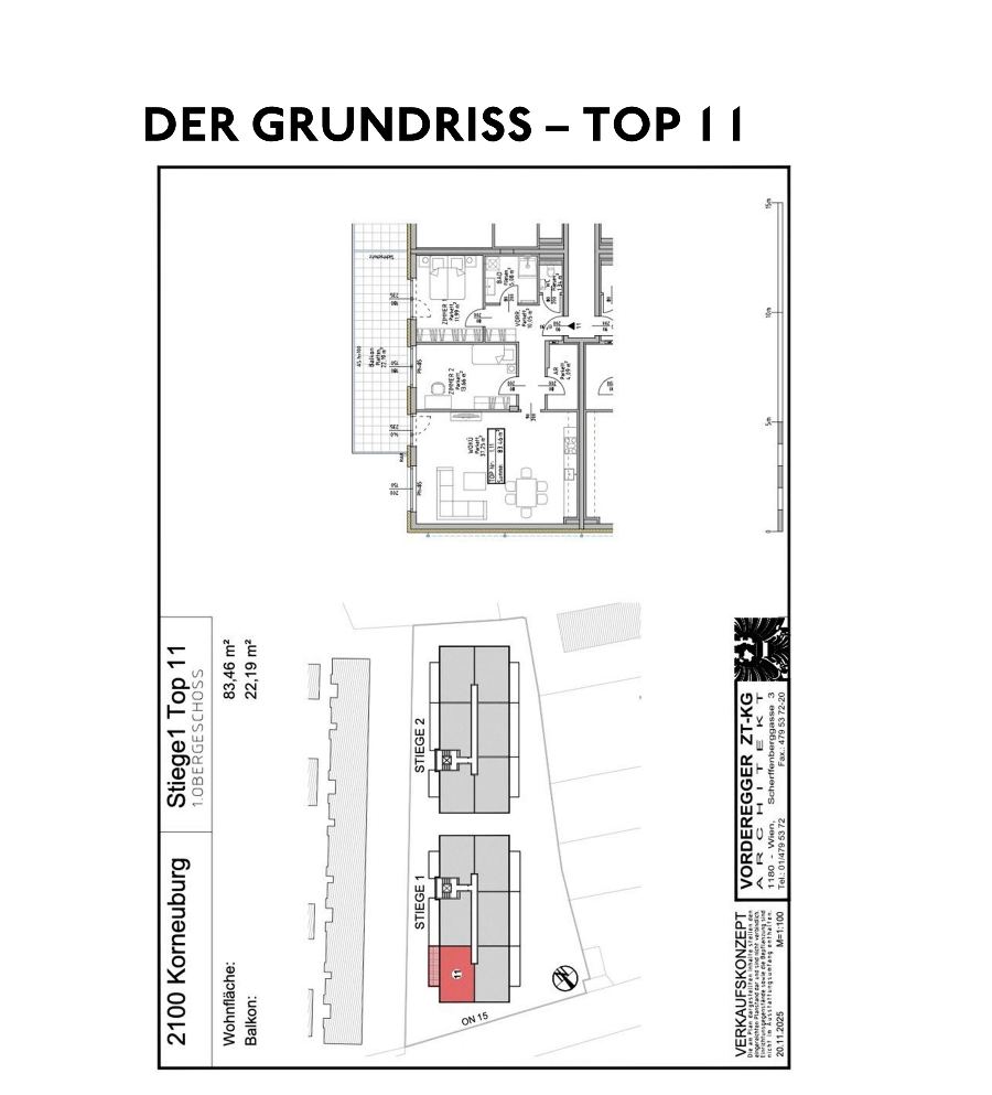 Grundriss Stiege 1 – Top 11