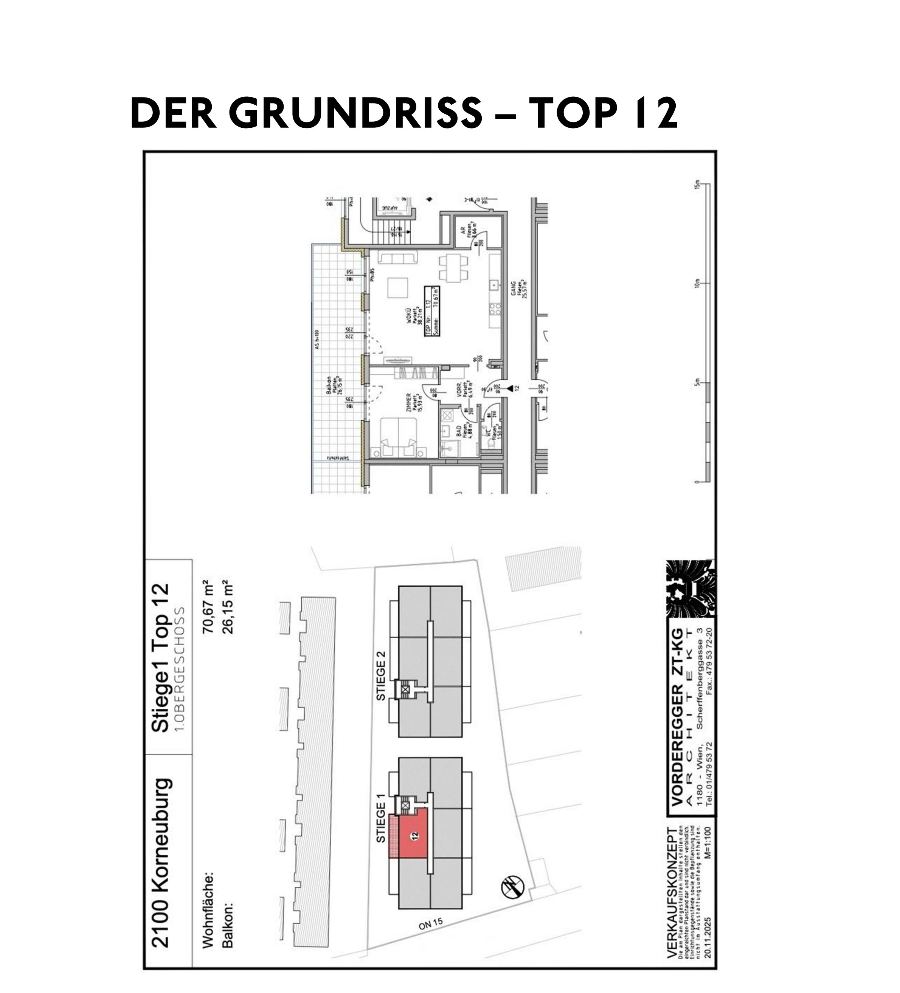 Grundriss Stiege 1 – Top 12