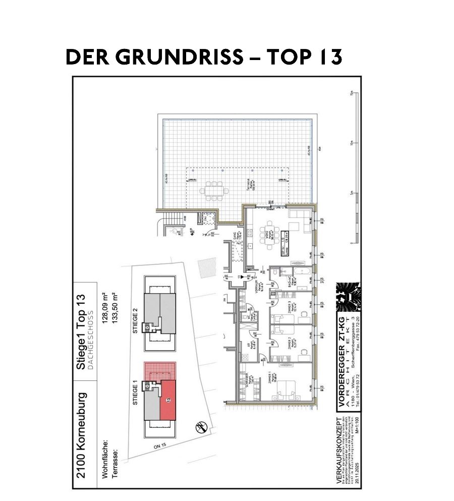 Grundriss Stiege 1 – Top 13