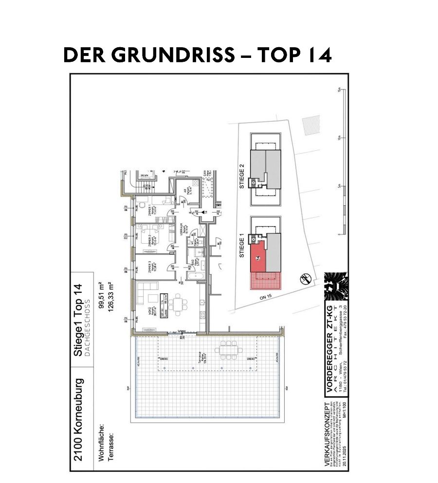 Grundriss Stiege 1 – Top 14