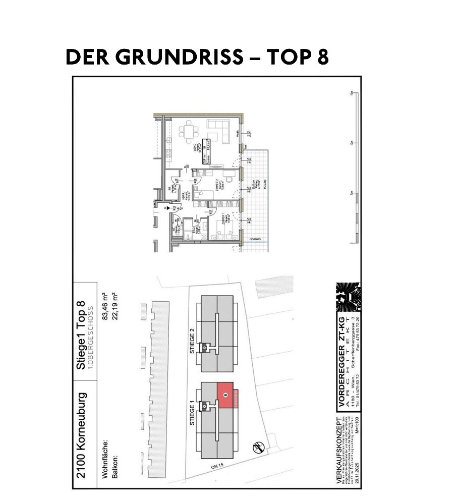 Grundriss Stiege 1 – Top 8