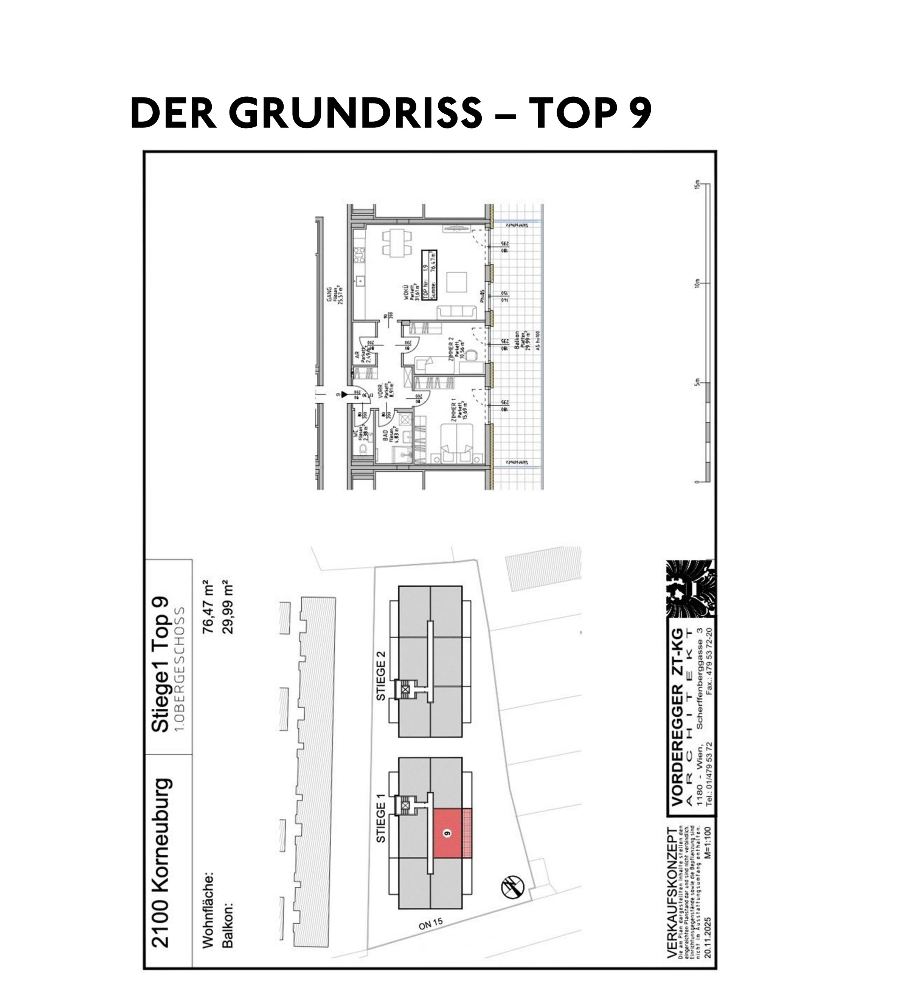Grundriss Stiege 1 – Top 9